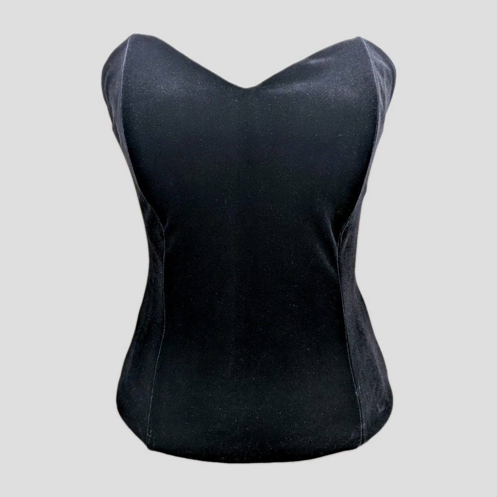 VINTAGE Savoy's Black Velvet Corset Light Plastic Boning Lined Stretch Small